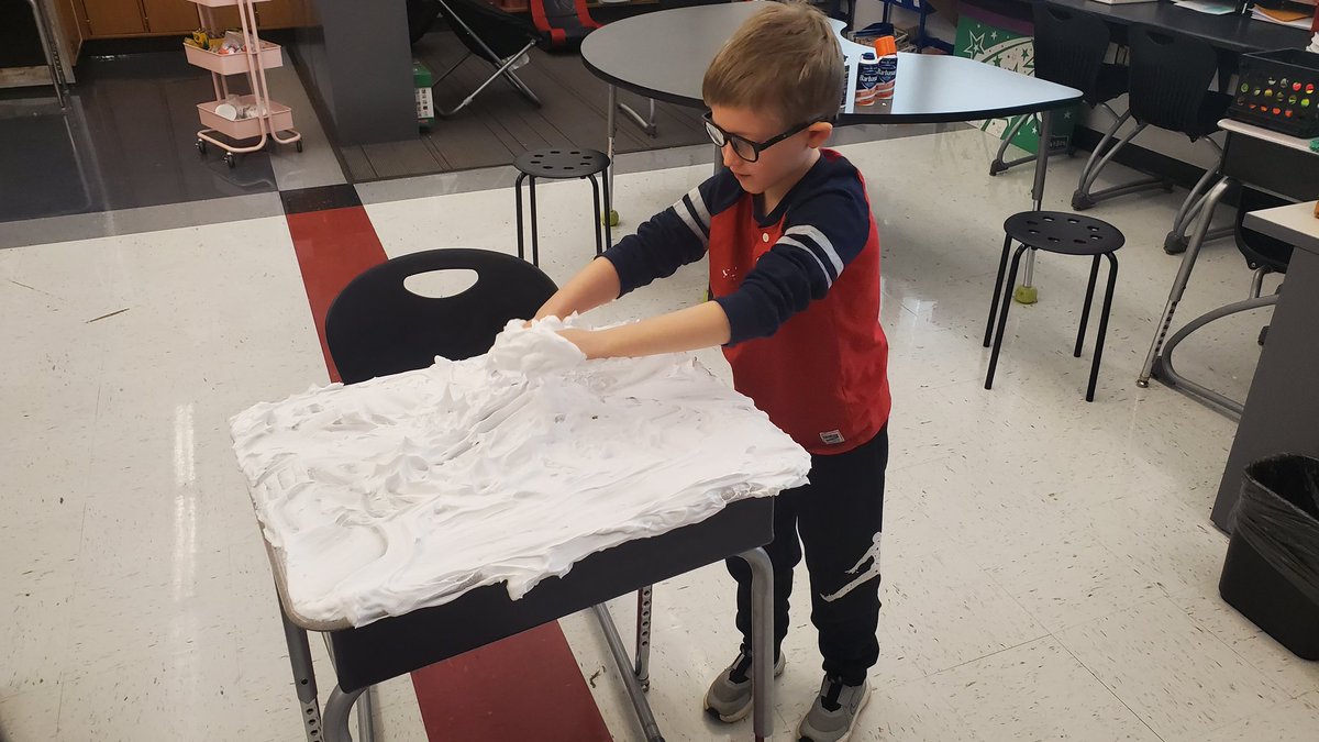 Students in small group were having so much fun using shaving cream to draw and write feelings! #youmatterJA <a href="/PCElementary/">PlainCityElementary</a>