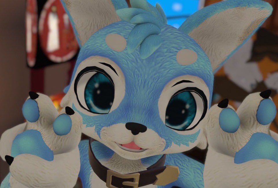 WhiteFangLilWo1's tweet photo. There is no fursuit Friday pics today. BUT thereโs definitely a VRchat Friday post today! XD #VRChat #vrfriday #fursuitfriday #furry #fursona #peace #cutie #pose https://t.co/UZLJIMxbRa