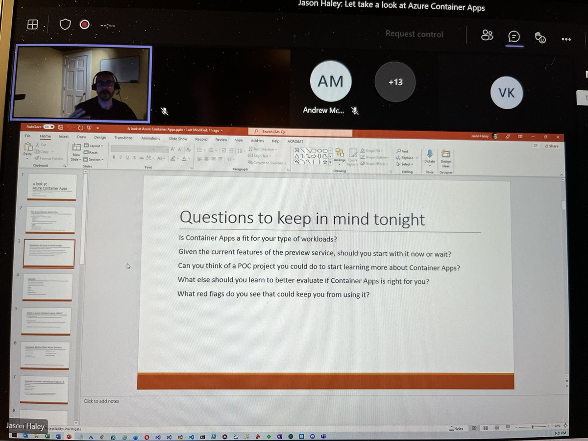 veronika_dev1's tweet image. Jason @haleyjason is starting his talk at #VirtualBostonAzure right now. You still have time to join: meetup.com/bostonazure/ev… @bostonazure @NorthBTownAzure