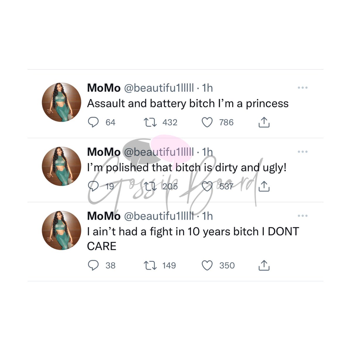 GossipBoard_'s tweet photo. This is what #MooMoo had to say 👀 Y’all think she really unbothered? 

#kaylab vs #moomoo https://t.co/w7B1esnh1K