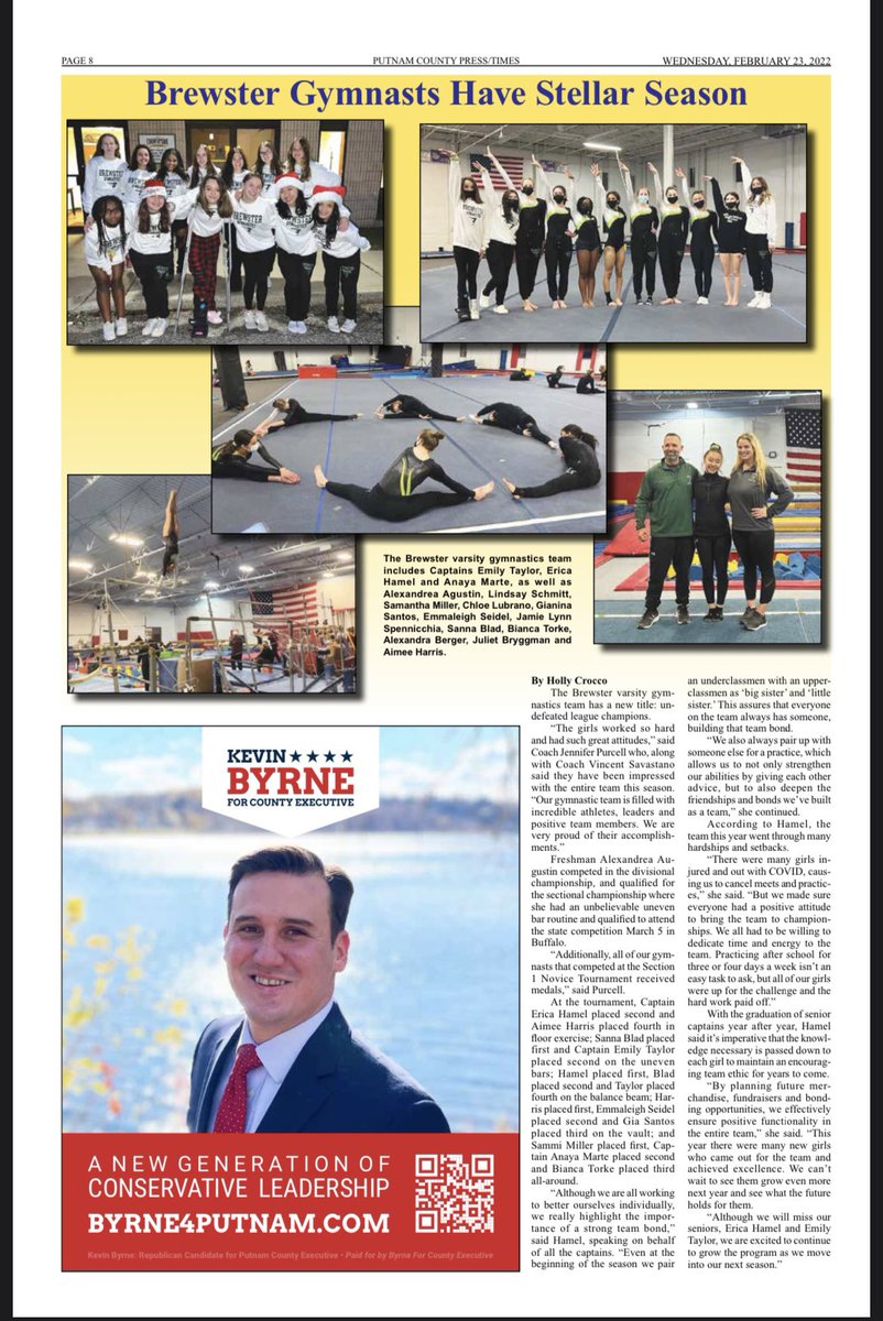 CoachJPurcell's tweet photo. @BCSDGymnastics FEATURED in the Putnam Press for our “Stellar Season”!!! 
@brewsterschools @BCSD_Athletics @vinsav31 @CoachJPurcell 

https://t.co/MqTFsWAWcl https://t.co/c3gK8yllhj