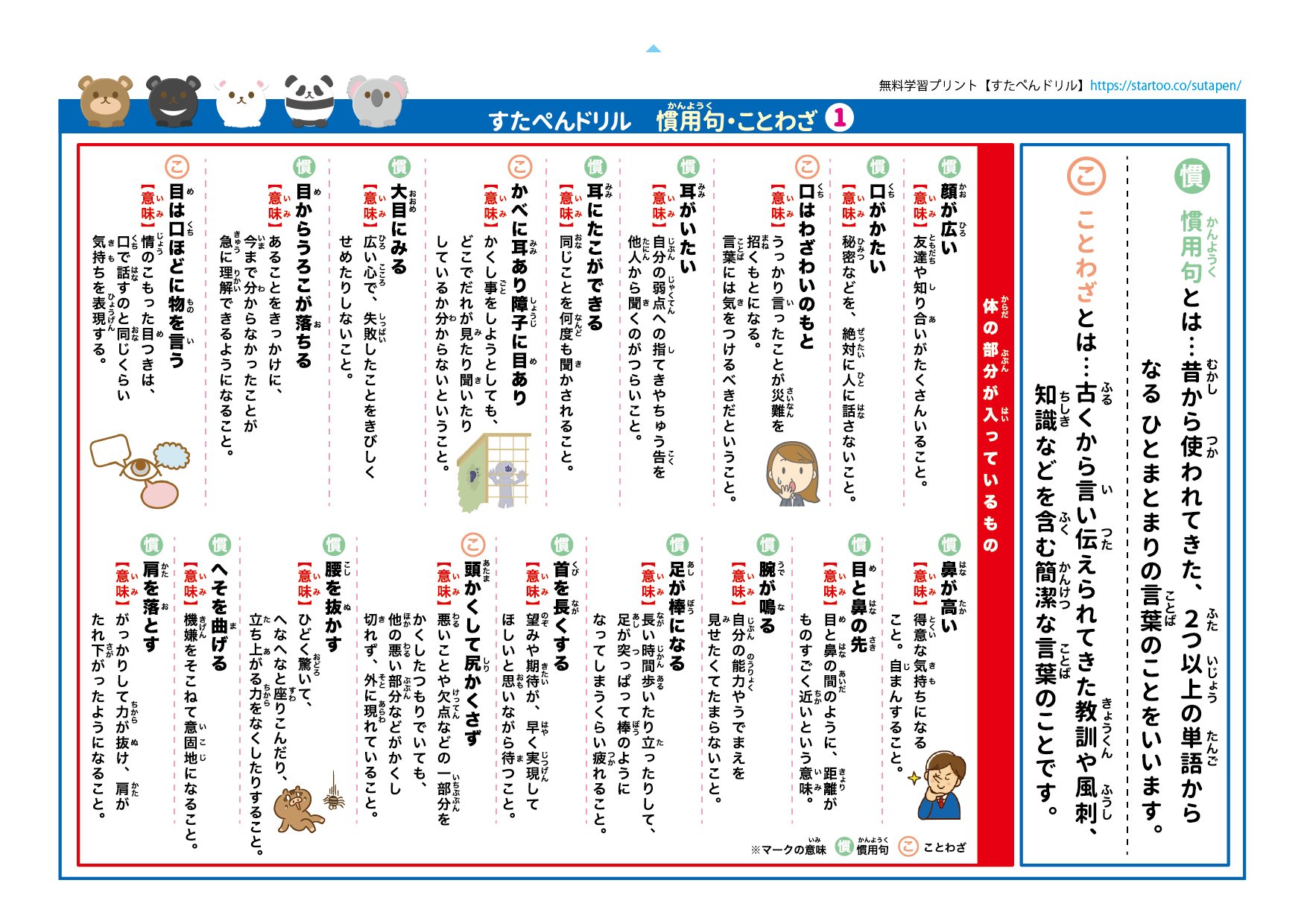 体の一部がつく慣用句・ことわざ 240 （カット前）他5点の通販