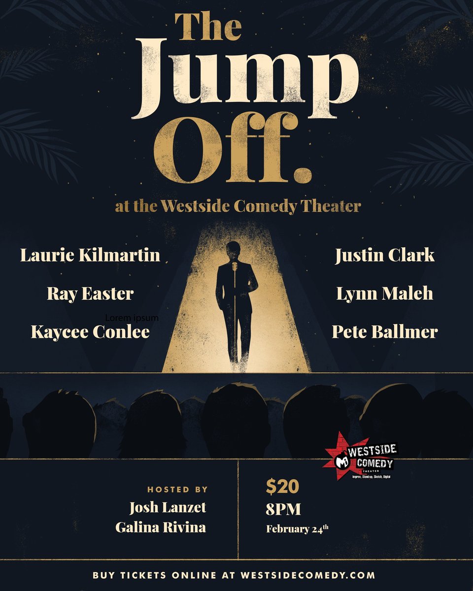 westsidecomedy's tweet image. Tonight at 8pm @jumpoff_comedy returns with another fantastic lineup! No drink or item minimum! Get your tix here: web.ovationtix.com/trs/pe.c/10981…

@anylaurie16 
@justinhclark 
@iamrayeaster 
@HeyLynnMolly 
@kayceeconlee 
@peteballmer 

#LosAngeles #santamonica #standupcomedy