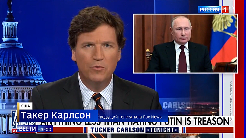 JuliaDavisNews's tweet image. Tucker Carlson is being used in #Russia's propaganda of its war against #Ukraine. Not a day goes by without #TuckyoRose on Russian state TV.