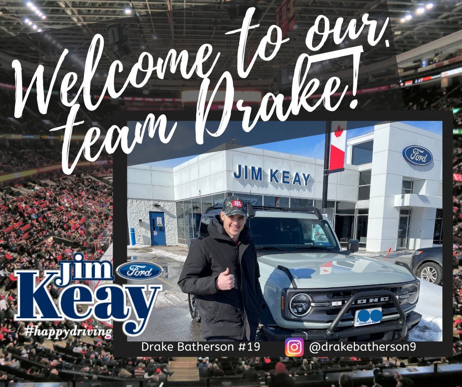 Congrats to <a href="/drrakebatherson/">Drake Batherson</a> and @JimKeayFord on a great new partnership!