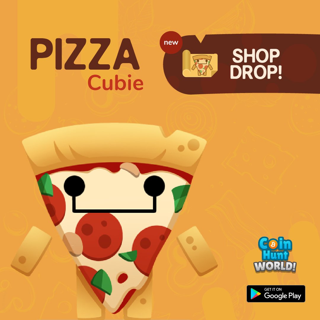CoinHuntWorld's tweet photo. Feelin' hungry, Hunters? Head to the Shop for some hot cheesy goodness- introducing Pizza Cubie! Limited supply of slices till March 4th UTC! 

#coinhuntworld #NFT #Bitcoin #Ethereum https://t.co/AxHLsxpBjm