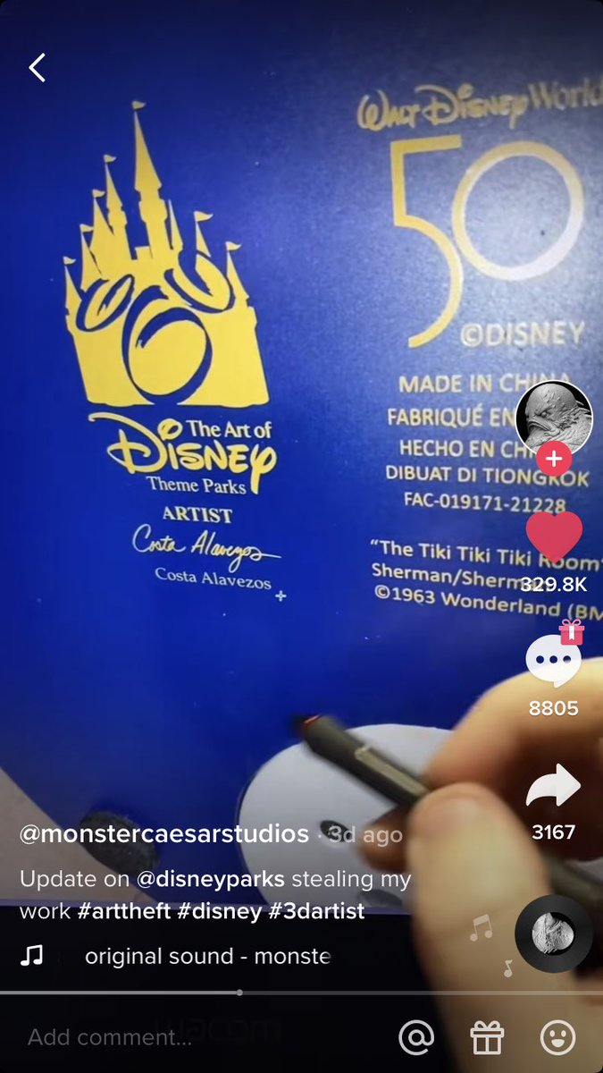 harpyeda's tweet photo. BRUHHH The product design manager of the walt disney company, Costa Alavezos, stole this artists work for a piece of 50th merch that disney is selling IN THE PARK. HELLO?? https://t.co/wmRwBJo9wG