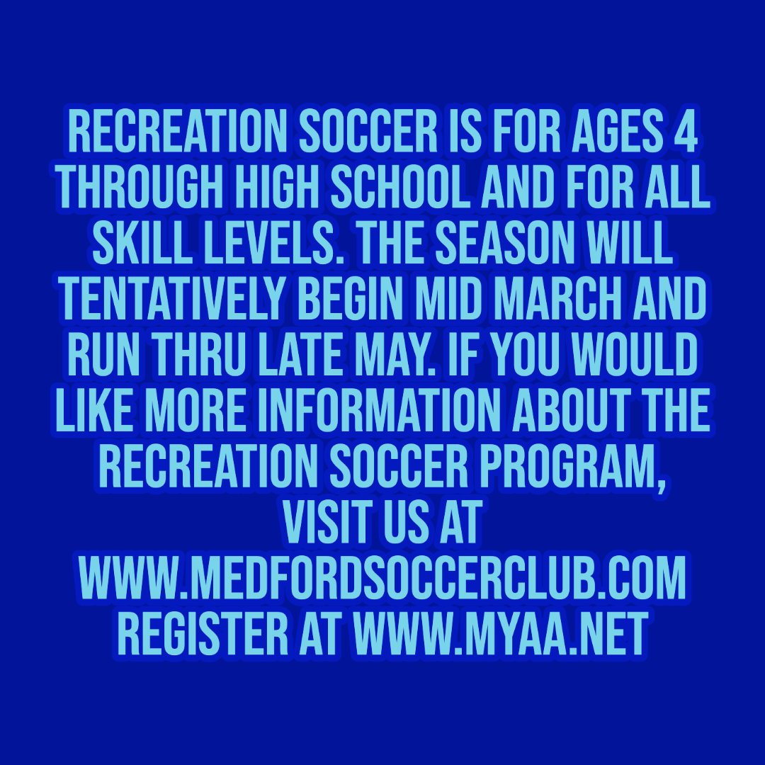 ⭐️⚽️ANNOUNCEMENT ABOUT REC SOCCER REGISTRATION AND NEED FOR VOLUNTEER COACHES!!⚽️⭐️ 
#medfordsoccerclub #medfordsc #soccer #msc