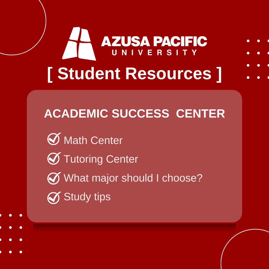 APUGradPrograms's tweet image. APU is invested in student success at every level! Learn more about the resources available through our Academic Success Center. apu.edu/academic-succe…