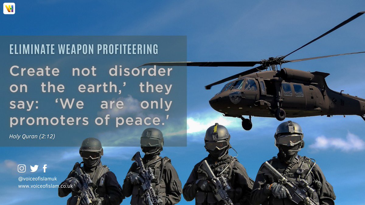 VoiceOfIslamUK's tweet photo. For #worldpeace, we must put people before profit, by ending weapons profiteering, especially to such countries engaged in conflict.

#StopWar #worldwar3 #WWIII #RussiaUkraine #RussiaUkraineCrisis https://t.co/VjXHJFHYjj