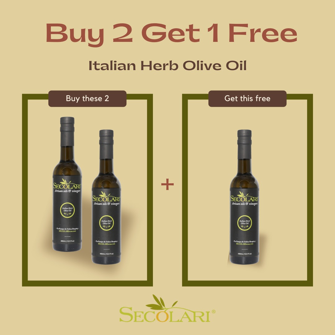Secolari's tweet photo. Add two Secolari Italian Herb Olive Oil to your cart and you'll automatically receive a third bottle with instant discount applied. Limit 1 per user.  

https://t.co/tUT9mchi8e https://t.co/1WS3MIc0Z7