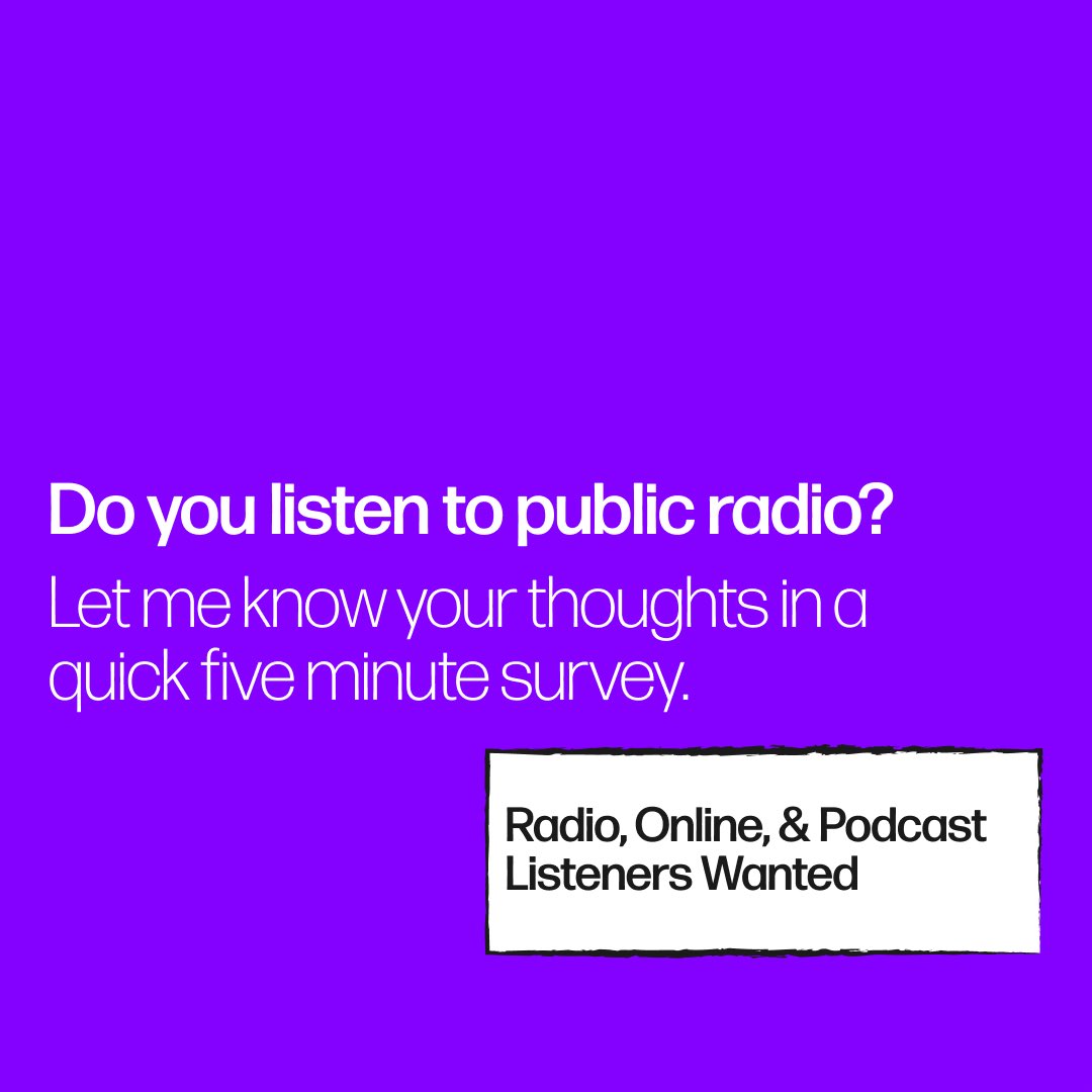 I'm finishing up my master's in #ux #design <a href="/mica/">Maryland Institute College of Art</a> and as part of my thesis, I'm conducting research on #publicradio.

#radio #NPR #podcasts #uxd #uxdesign #uxr #research #uxresearch  #userresearch #surveys #thisamericanlife #radiolab #invisibilia #wamu #wypr #wbur #wnyc #whyy