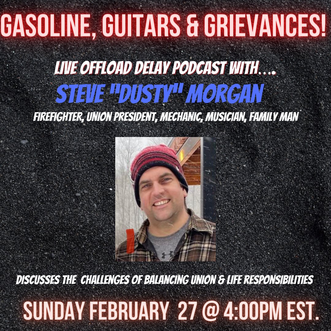 offload_delay's tweet image. @offload_delay is back! New live podcast this Sunday February 27 @ 4pm EST.  Talkin’ the added stresses of adding a UNION LEADERSHIP role to@the rest of a busy life.@ItsDeanBlundell @DBlundellNet 
Subscribe today!!📺 youtube.com/channel/UC5V5B…