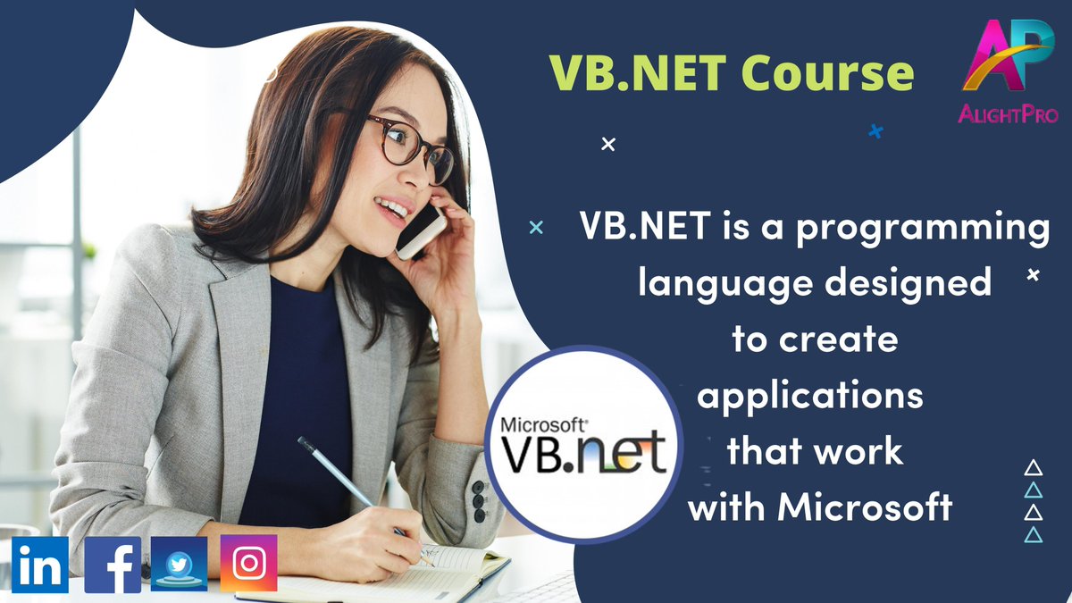 AlightproOnline's tweet image. Visual Basic is a Microsoft object-oriented -@ bit.ly/3pB75d9 programming language. you will get a lot of job opportunities.
#vbdotnettraining #dotnetdeveloper #aspdotnettraining #softwaredeveloper #dotnetframework #adodotnettraining #alightpro