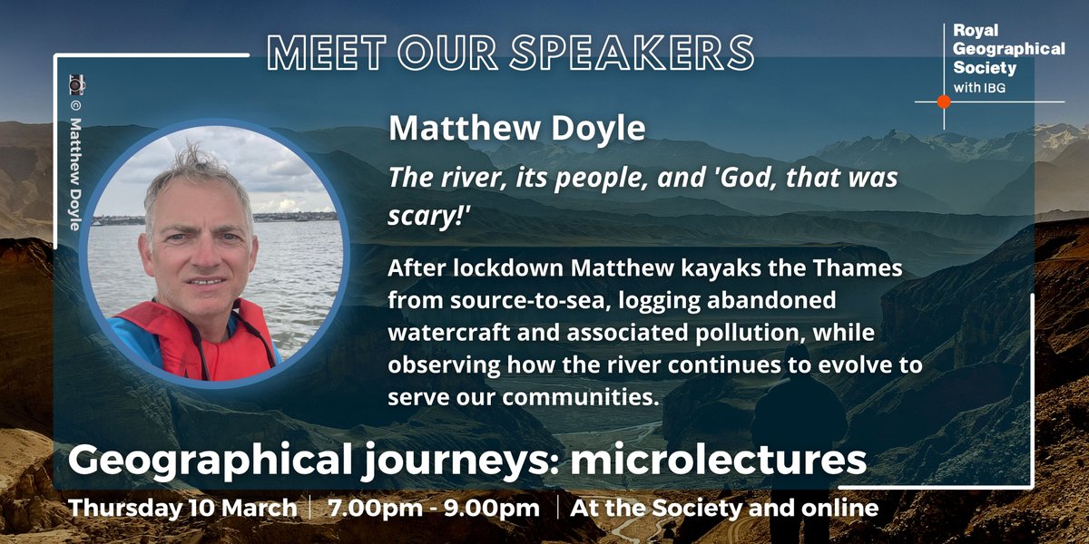 RGS_IBG's tweet photo. .@matthewdoyle joins us next, making observations of his many journeys kayaking along the Thames during lockdown, looking at how this iconic river continues to shape the communities it travels through 🚣🏻‍♂️

📍@RGS_IBG or online, 10 March at 7pm https://t.co/ypXe65OABd https://t.co/Cad8cClBHJ