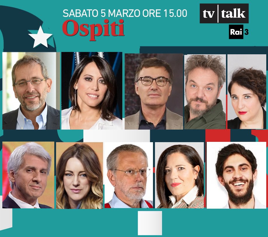 TvTalk_Rai's tweet photo. L’analisi della Tv della settimana in 90 minuti. Sabato a #tvtalk ospiti @corradoformigli @N_DeGirolamo @giorgiozanchini @NuzzoDiBiase @Riccardo_Bocca @claudoe @MassimoCirri @martacagnola @GalantoMassimo. Appuntamento il #5Marzo ore 15.00 su @RaiTre. https://t.co/pnZe1Y1djD