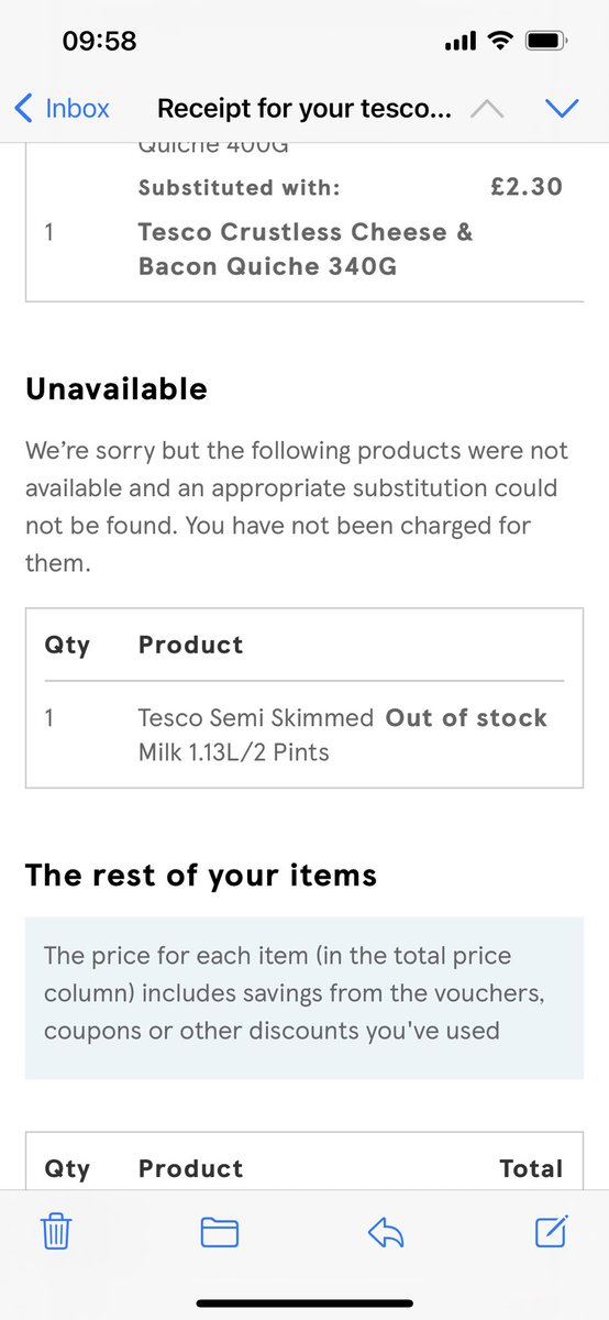 kaelap21's tweet photo. How can milk not be substituted 🤯 @Tesco https://t.co/kyzmalztjF