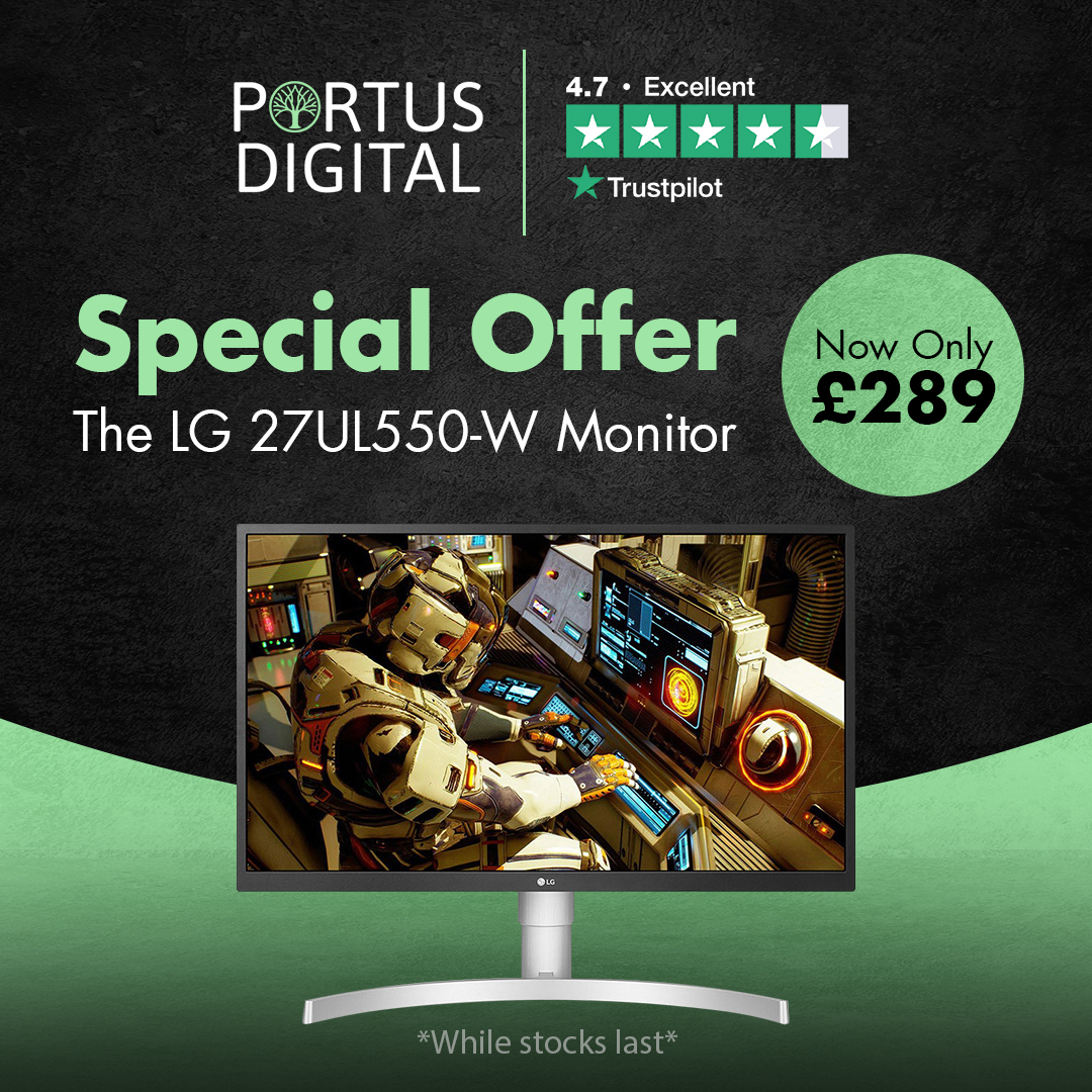 PortusDigital's tweet photo. The LG 27UL550-W Monitor 

NOW: £289

** LIMITED STOCK **

https://t.co/2cljI2UtUP https://t.co/FUVFio9N3z