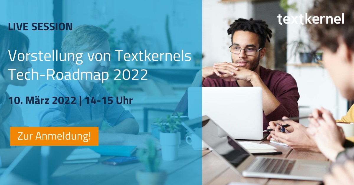 TextkernelDACH's tweet image. Noch eine knappe Woche bis zur Vorstellung unserer Roadmap für 2022:

☑ Neue Quellen für die Suche: Ein Pilotprojekt zur Integration von XING
☑ Neue Möglichkeiten für das Skill-Management: Daten-Anreicherung mit APIs
☑ Bessere Marktabdeckung in Jobfeed
hubs.ly/Q015fL0G0