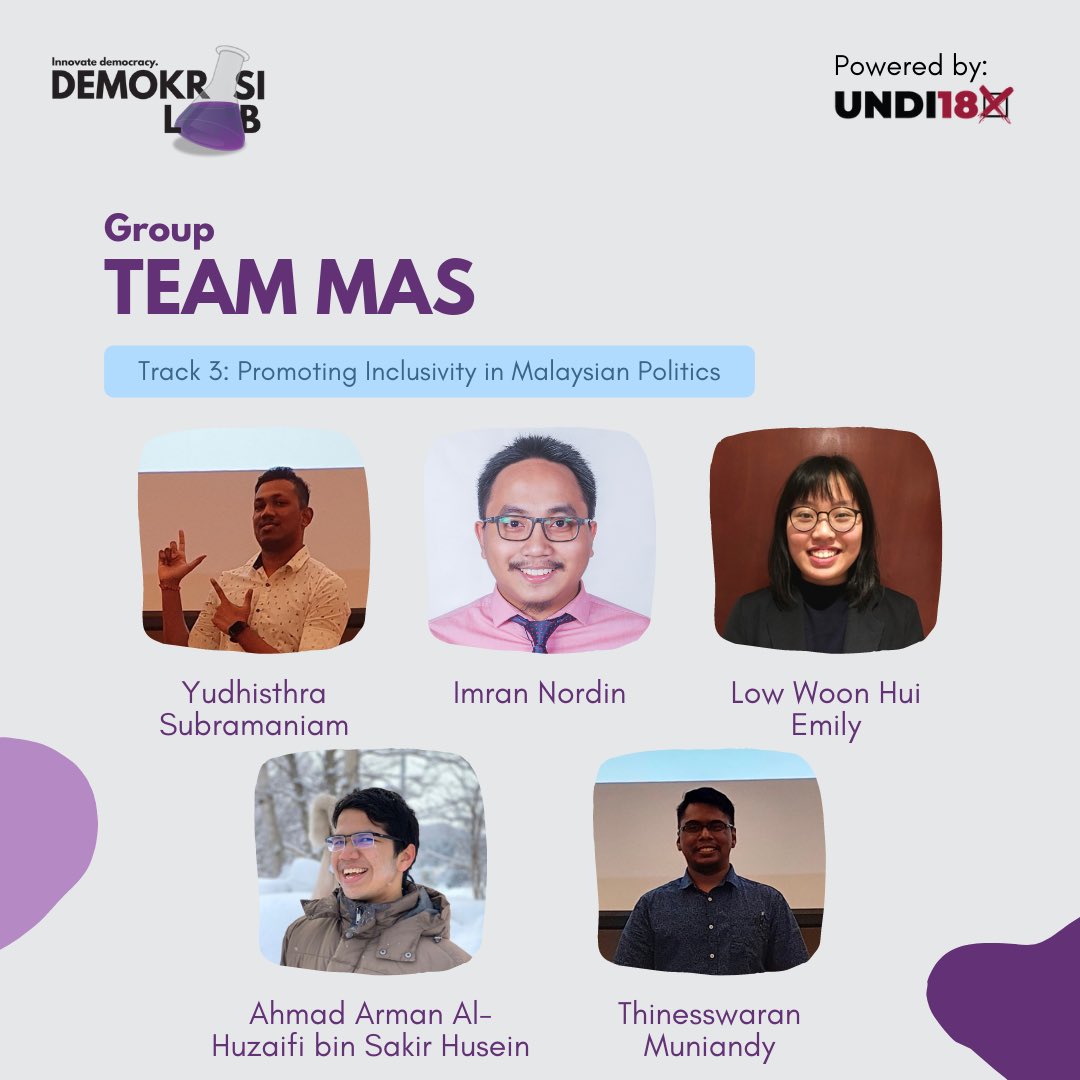 demokrasilab's tweet photo. Introducing group 'Team Mas'!
Retweet this tweet to help this group win the People's Choice Award!
--
Memperkenalkan kumpulan 'Team Mas'!
Tweet semula tweet ini untuk membantu kumpulan ini menang People's Choice Award!
#DemokrasiLab #UNDI18 https://t.co/33LKYtjgQs