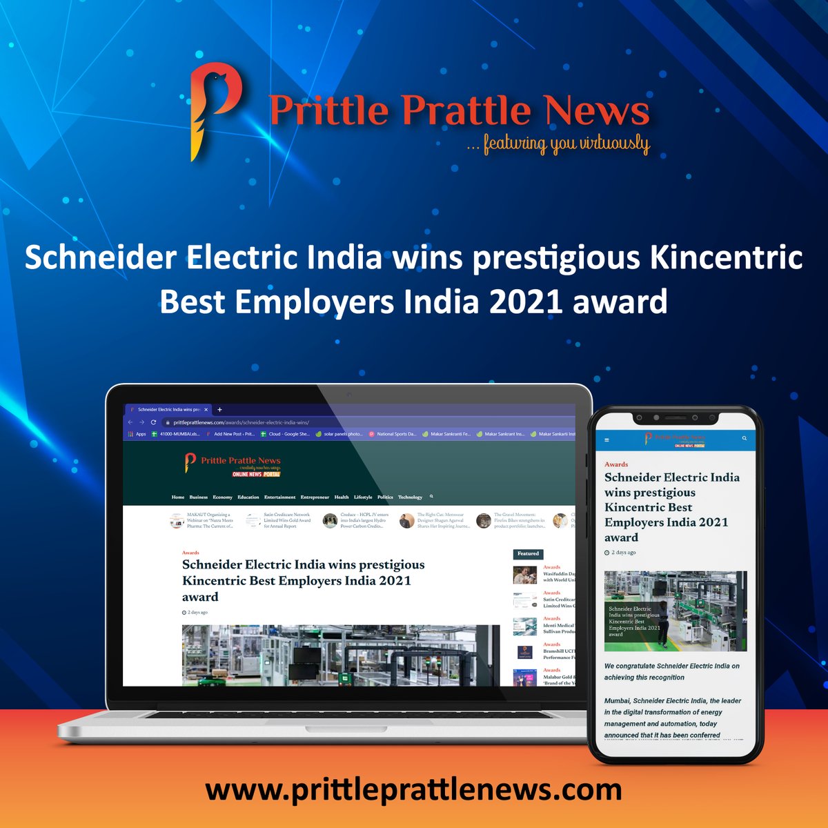 prittle_prattle's tweet photo. Schneider Electric India wins prestigious Kincentric Best Employers India 2021 award @SchneiderElec #kincentric #bestemployer #award 
https://t.co/S82Jj9ltvN https://t.co/nlk98MVZQN