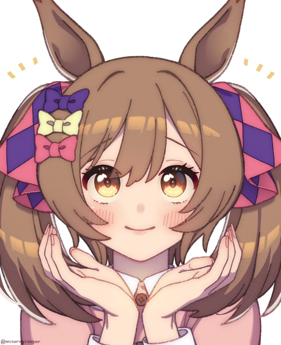 smart falcon (umamusume) 1girl animal ears solo horse ears brown hair smile twintails  illustration images