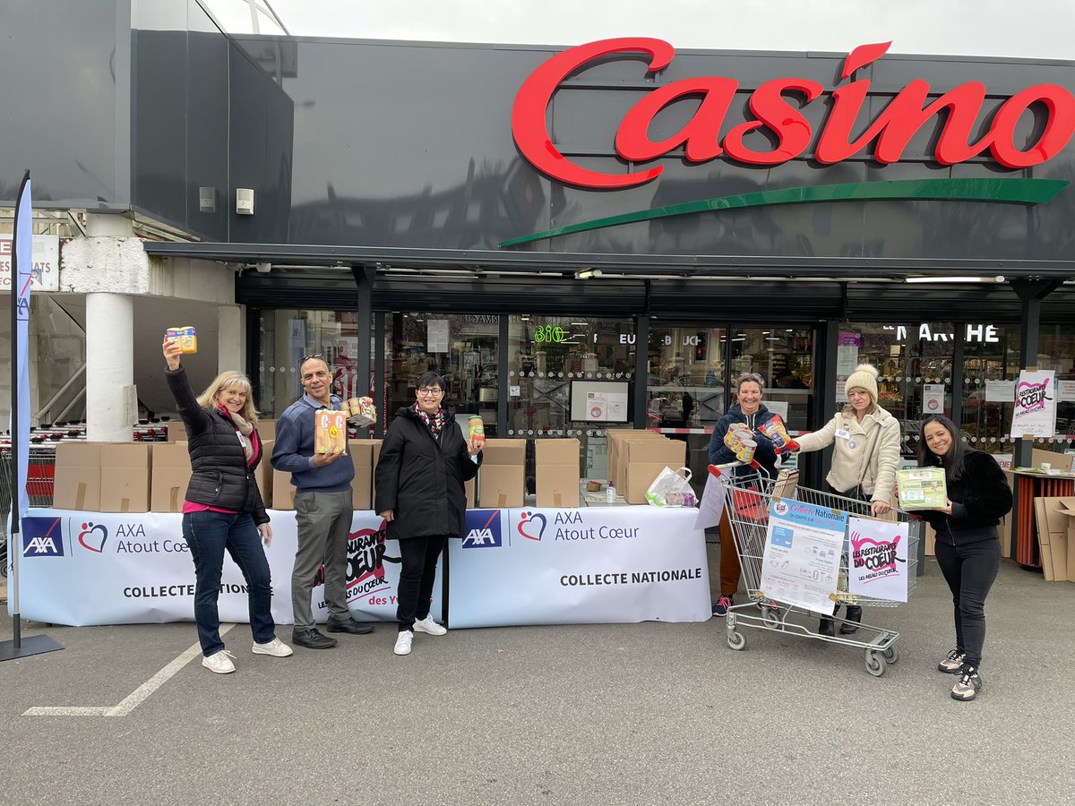 #proudtobeAXA la Team #AXAAtoutCoeur IdF <a href="/AXA/">AXA</a> en collecte pour <a href="/restosducoeur/">Les Restos du Coeur</a> tout le we du 4 au 6 mars 2022 Aà <a href="/CasinoEnseignes/">Casino, Spar, Vival</a> <a href="/MarlyLeRoi_78/">Ville de Marly-le-Roi</a> 🥫🍫🧃🍚merci à tous les bénévoles qui ont répondu présents et à tous les généreux donateurs 🙏 Ils comptent sur nous !