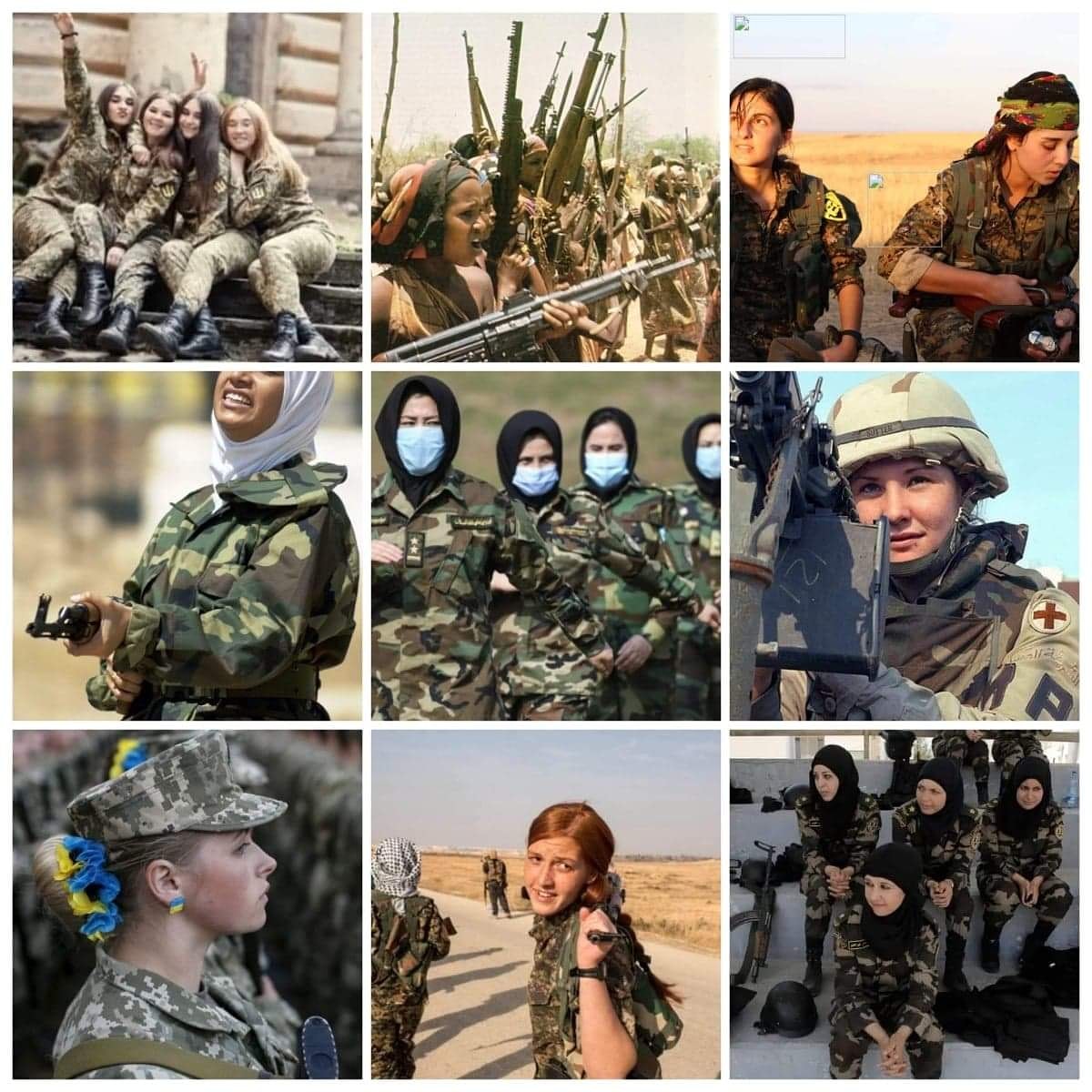 evitaozzy's tweet photo. 9 pics of FEMALE freedom fighters in current wars. Pick the 3 pics where they are referred to as heroines and 8 where they are called terrorists.
All standing up for freedom.
TAKE A CLOSE LOOK! 
ALL WARS ARE WRONG!
#StopWar https://t.co/Ej9xiKPzr1