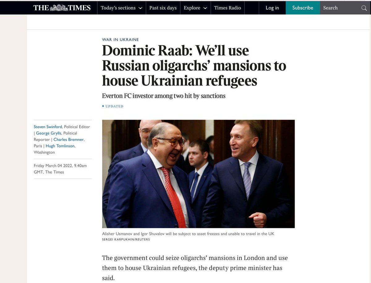 GuerraUcraina's tweet photo. In Inghilterra i profughi ucraini scappati dalla #Guerra verranno ospitati nelle residenze confiscate agli #oligarchi russi https://t.co/4RtIYyPsPl