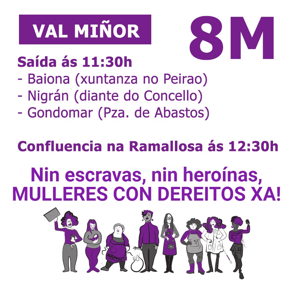 📢@bngnigran anima a toda a cidadanía do #ValMiñor a participar nas manifestacións do #8M convocadas por @Galegas8M 
#DíaInternacionaldaMuller #8M2022 #DíaDaMuller #Feminismo @BNG_Gondomar @bngbaiona 
Queda moito por facer! Vémonos na rúa! ✊