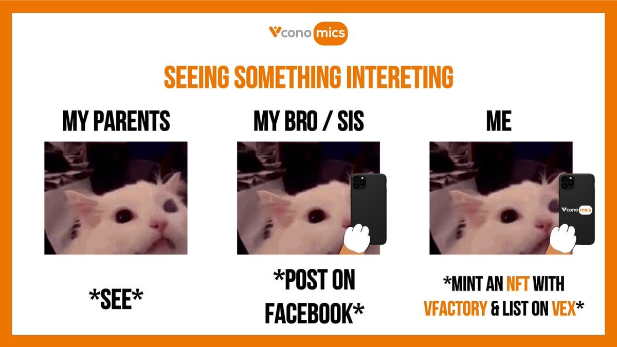 Vconomicsio's tweet photo. Different generations have different ways to react... 😂
🤩 Explore Vconomics hot NFT features:
📕 Vfactory: https://t.co/LgPsY5Aj6q) and 📕 Vex: https://t.co/o6na6404ws
👉DOWNLOAD to mint your own NFTs easily! https://t.co/62gUU3Mgtb
#NFT #Vconomics #MICS #Vex #Vfactory #DeFi https://t.co/hwUfAsxXt7