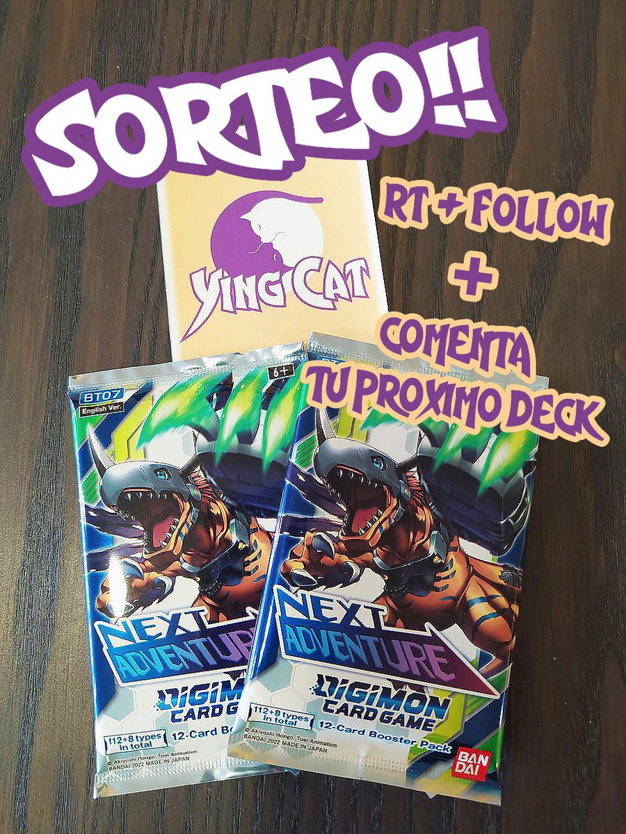 YingCat_Shop's tweet image. ¡Vamos a celebrar la salida de BT-07 con un pequeño sorteo de dos sobres de la nueva colección!
¡Para participar simplemente da RT a este tweet, coméntanos cuál es el deck que te vas a montar y síguenos!
Finaliza el día 9, miércoles.
¡Mucha suerte!
#TCG #DigimonCardGame