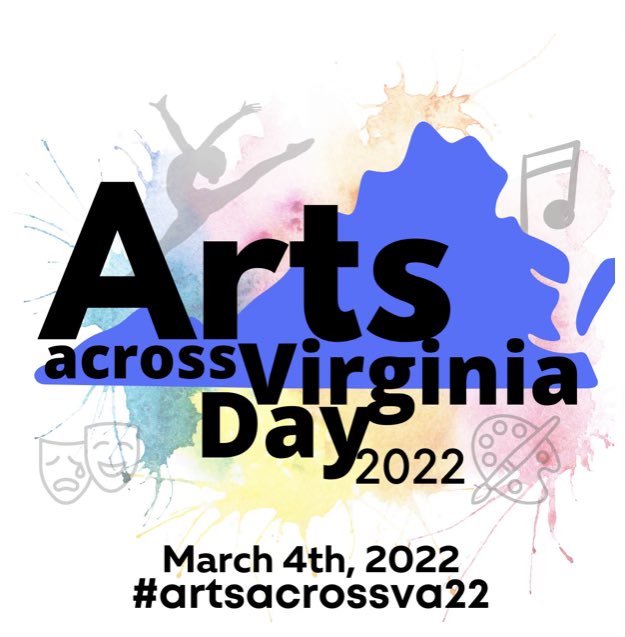 THE BIG DAY IS HERE! Post all day about all the wonderful & artistic things happening in your life & tag #artsacrossva22 The hashtag #artsacrossva22 is for ALL social media platforms! Take a moment to search the hashtag to see how all the arts impact Virginians!