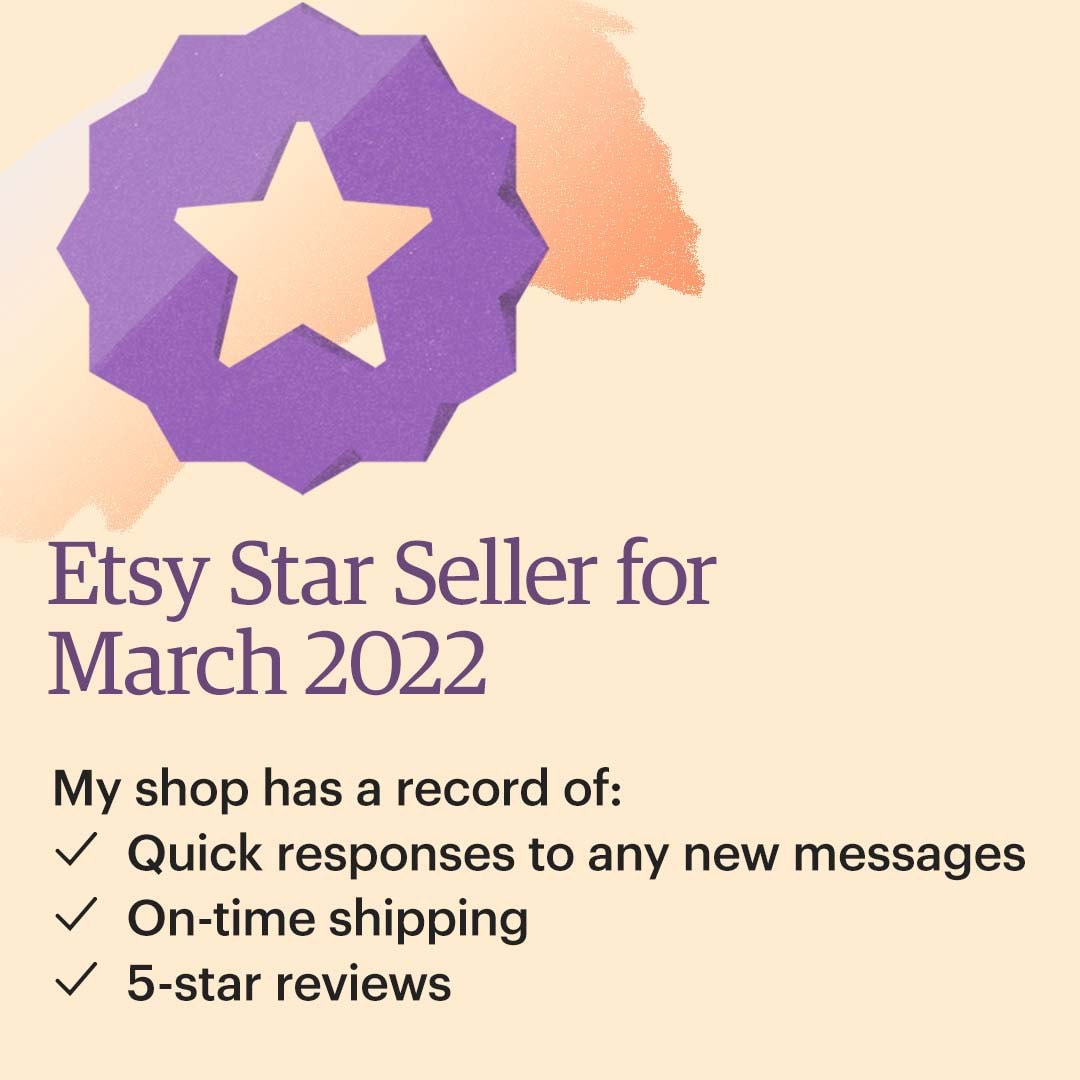 I’m a Star Seller on Etsy this month! That means you can purchase from my Etsy shop knowing I have a record of providing an excellent customer experience. etsy.me/3pDTcL0 #EtsyStarSeller