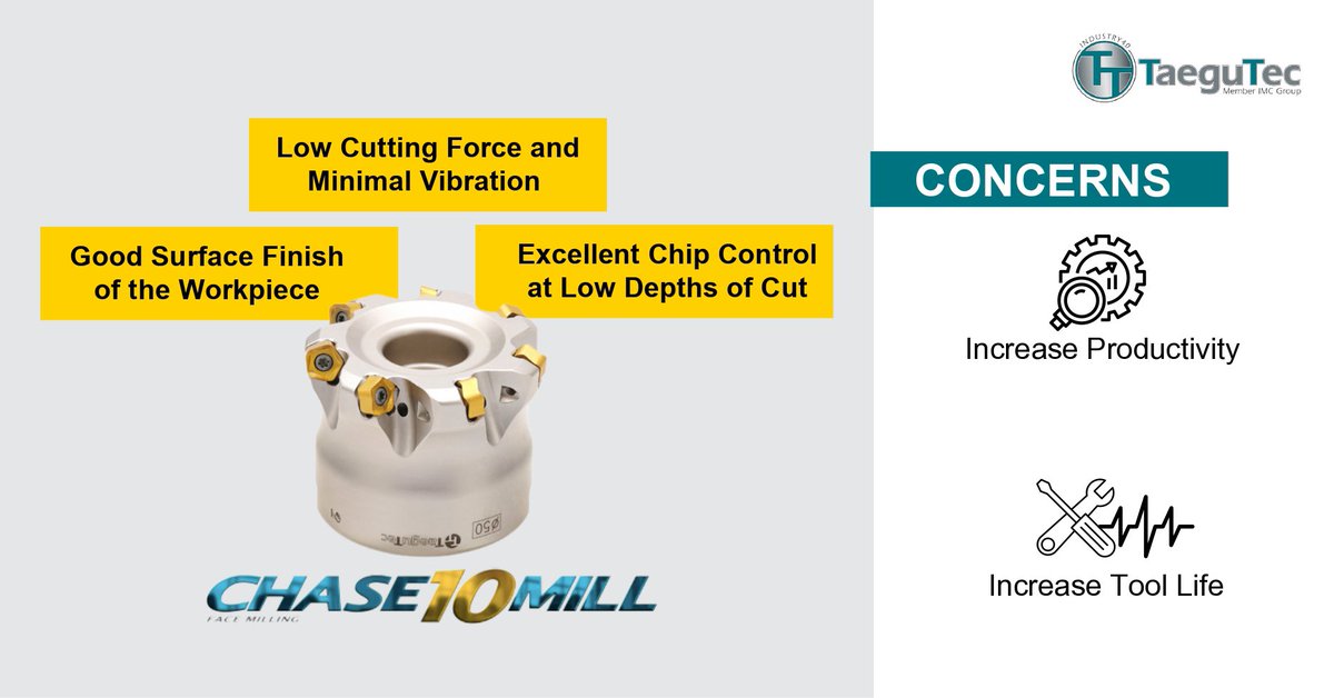 TaeguTecIndia's tweet photo. Chase10Mill high positive rake angle and strong cutting edge makes it an ideal choice for higher productivity in the aerospace sector.
» High positive rake angle
» Strong insert cutting edge
» Good chip evacuation

#TaegutecIndia #TaeguTec #Milling #Chase10Mill #CuttingEdge https://t.co/gdXGxkApgm