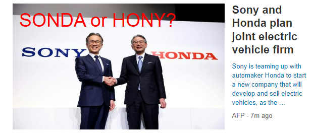 poverony's tweet photo. Sonda or Hony? 
#sony #honda https://t.co/ame1TdnJst
