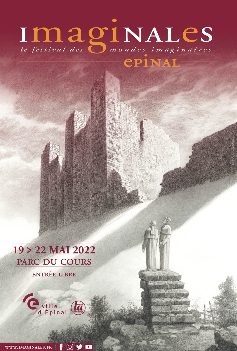 #Imaginales2022 | C’est avec un immense plaisir que nous vous présentons l’affiche des Imaginales 2022, réalisée par Paul et Gaëtan Brizzi. Cette représentation du château d’Epinal marque les 20 ans du festival dans une dualité onirique et réaliste.