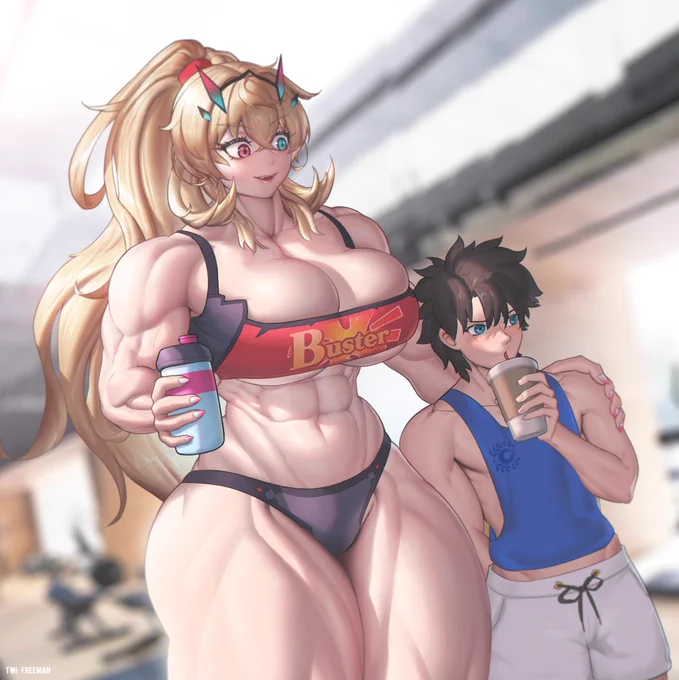 #FGO #バーゲスト
Master你的筋肉还蛮有力嘛,以后要每天跟我来练噢! 