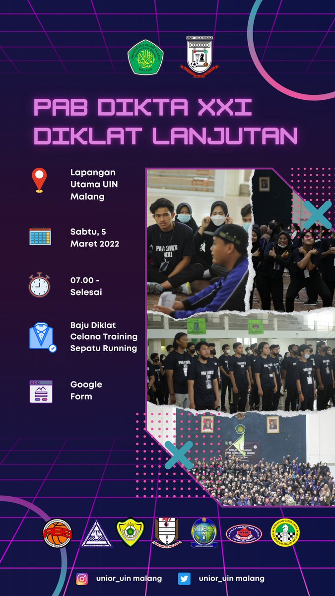 DIKLAT LANJUTAN 
UKM UNIOR 

#UNIOR #unioruinmalang #pabdiktaxxi #uinmalang