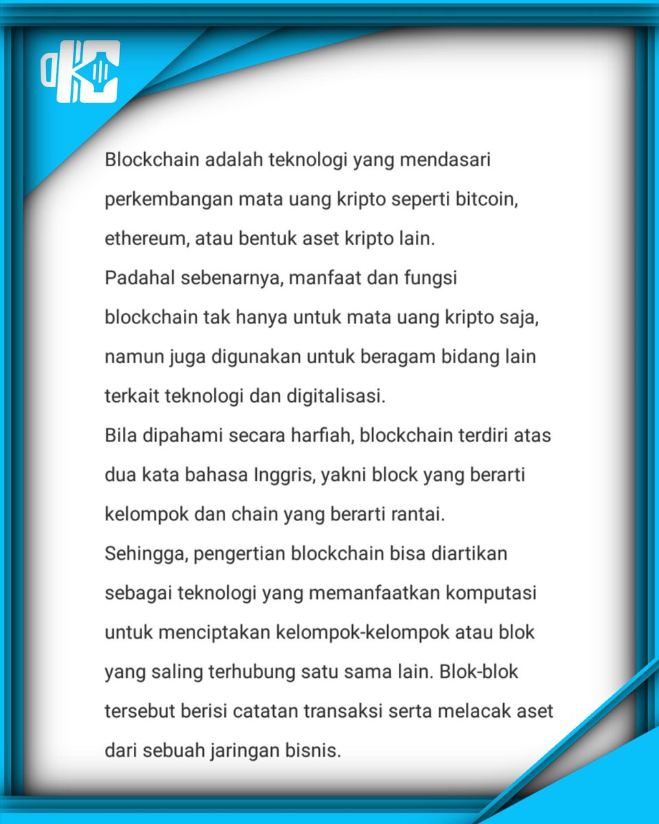 kedaicrypto's tweet photo. Apa itu Blockchain..?
Berikut uraian singkat mengenai Blockchain, jika masih ada yang kurang lengkap, silahkan komentar dibawah yaa..! https://t.co/tZTByIN73N