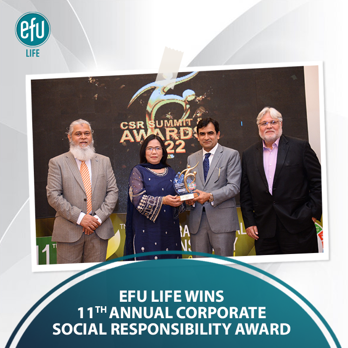 EFU_Life's tweet photo. #EFULife is proud to have won the 11th Annual Corporate Social Responsibility Award in the category of "Social Impact" for the company’s valuable contribution in addressing social and environmental challenges for a sustainable tomorrow!
#CSRAwards2022 https://t.co/R0MC4STvqr