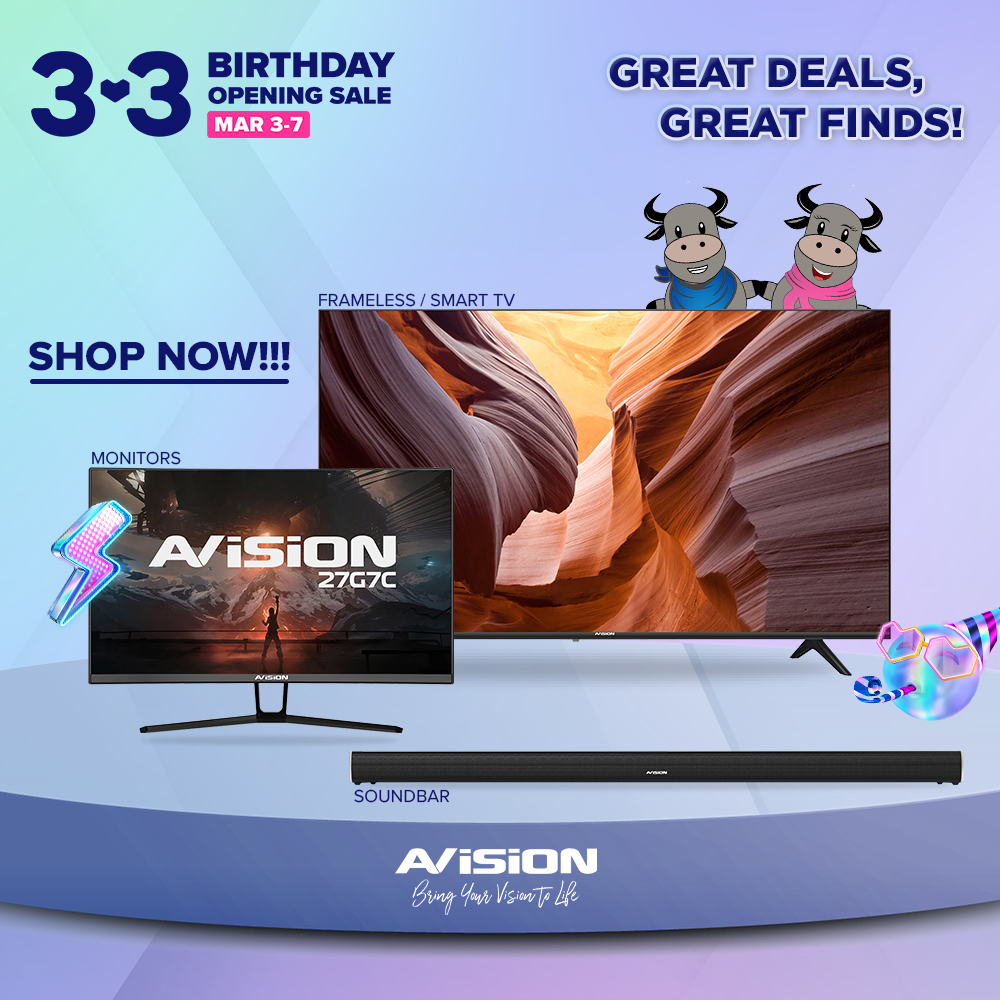 avisionph's tweet photo. Great Deals, Great Finds! Upgrade your home entertainment with Avision this Lazada 3.3 Birthday Opening Sale! 😍

Shop now to ourr Lazada Store here : https://t.co/vROtbNzPQU

#LazadaPH #LazadaPH33 #Deals #Finds  @avisionph https://t.co/yigUqIrHXb