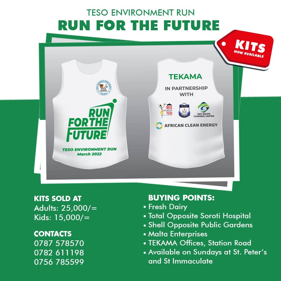 misstourismteso's tweet photo. Have you bought your running kit for the Teso Environment Run 2022? Worry not, you can purchase yours at only Ugshs 25,000. Grab yours at the selected points on the poster and let's go save the environment.

#TesoKaramoja #EnvironmentRun #SaveTheFuture #RunForTheFuture #TEKAMA https://t.co/nDl2Znu0ua