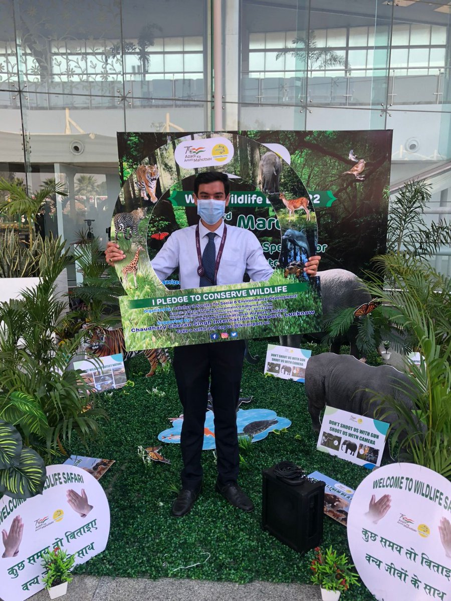 lkoairport's tweet photo. On #WorldWildlifeDay, #LucknowAirport pledged to protect the wildlife and spread awareness through activities like Nukkad Naatak, a 'Jungle Safari' showcasing endangered species, sapling distribution, and an informative webinar. 

#GatewayToGoodness #AzadiKaAmritMahotsav https://t.co/RPho2uu4Nh