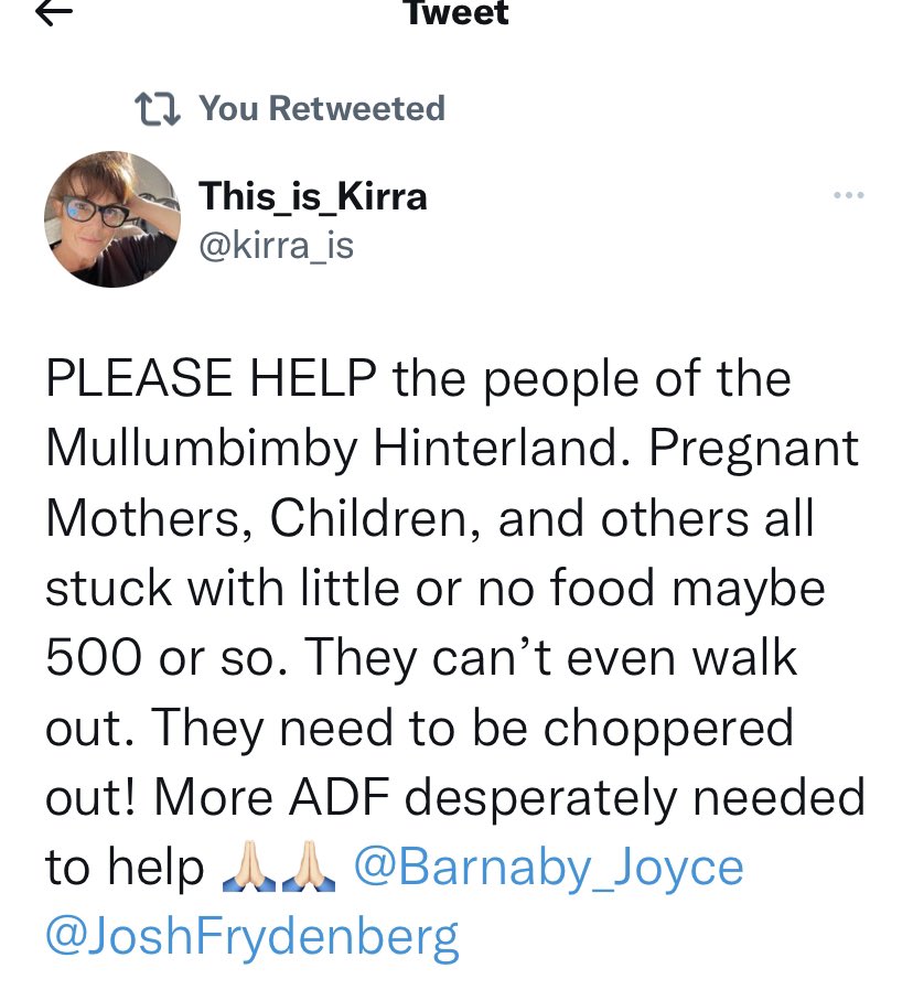 chromecastings's tweet photo. @DeptDefence @AustralianArmy Desperately required In Mullumbimby. Women and children require rescue https://t.co/iKfzYFCyNe