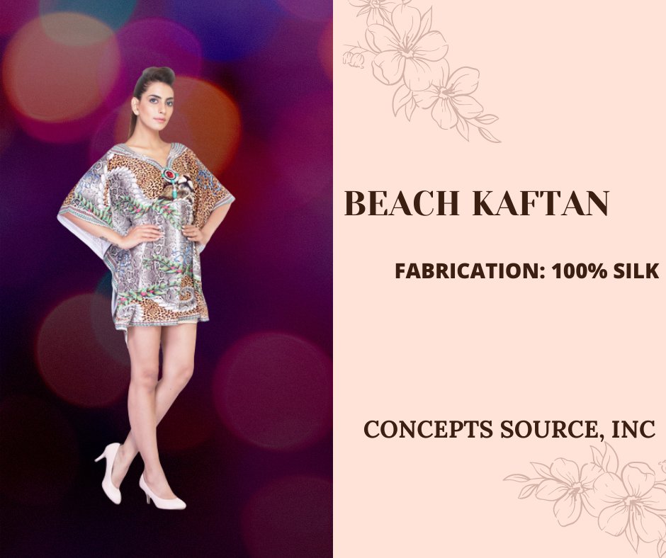 ConceptsSource's tweet image. Animal Print 100% Silk Beach Kaftan
#Beachwear #Kaftan #Swimwear
