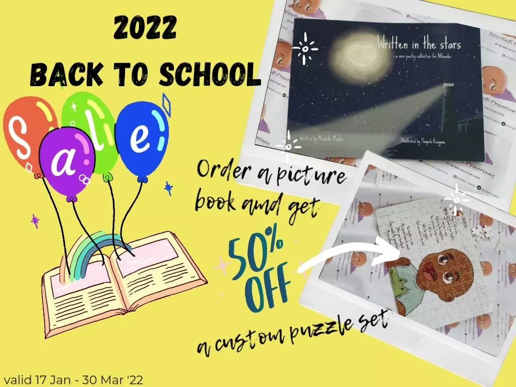 Dinaledi_Create's tweet image. Our Back To School Promo is still running until the end of the term. 

Order and allow us to create literary magic for your little ones 🌻💫