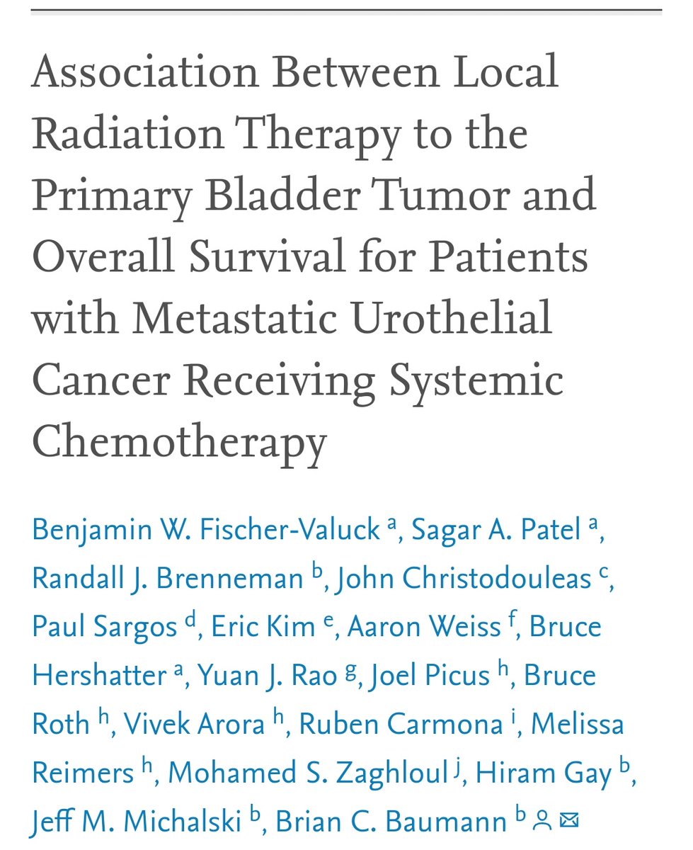 ➡️➡️ Aggressive #radiotherapy directed at the bladder combined with #chemotherapy may provide an OS benefit in some patients with metastatic bladder cancer compared to chemotherapy alone. ➡️ Need for a Clinical Trial ? @AFUrologie @GETUG_Unicancer @NRGonc @Uroweb @EurUrolOncol