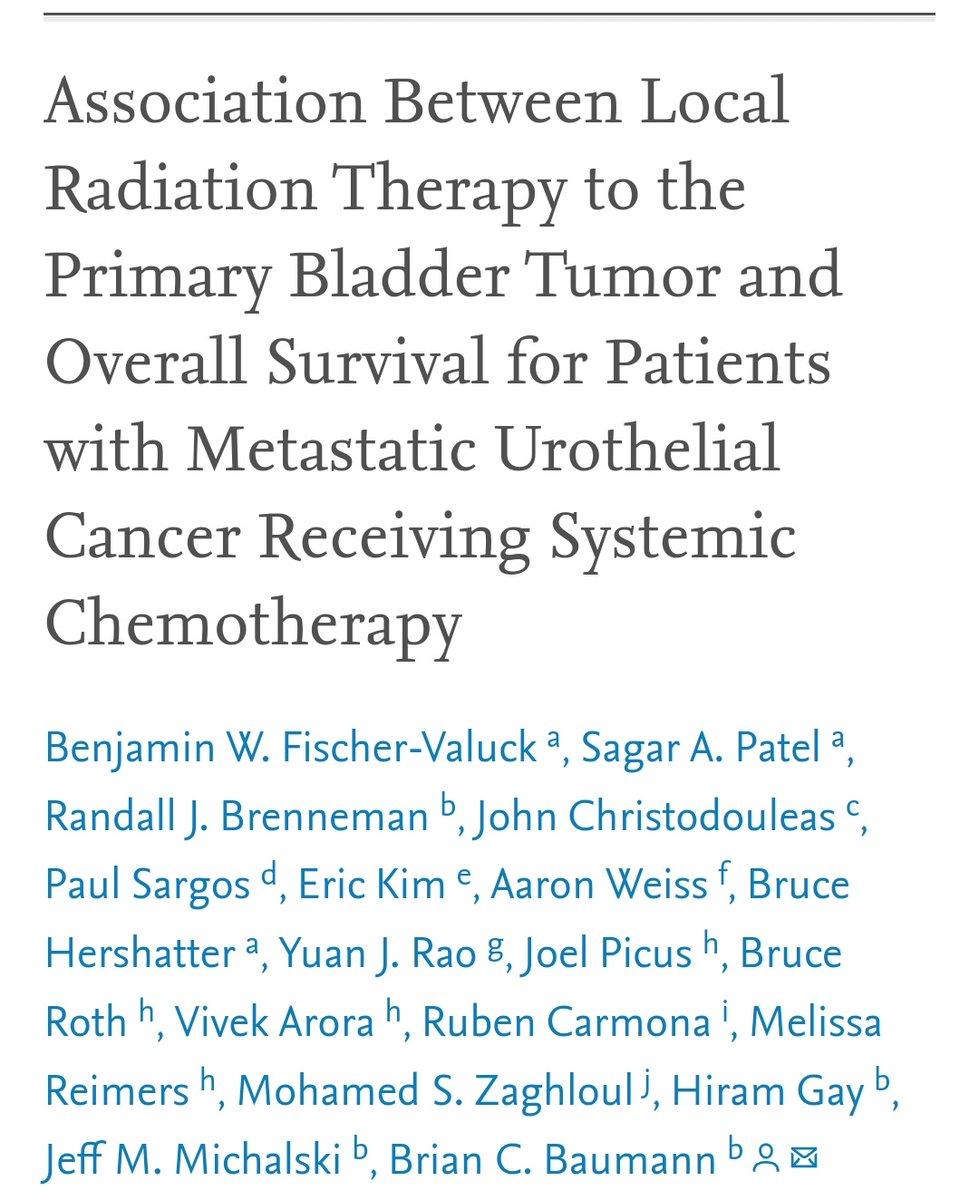 Paul Sargos (@paulsargos) on Twitter photo ➡️➡️ Aggressive #radiotherapy directed at the bladder combined with #chemotherapy may provide an OS benefit in some patients with metastatic bladder cancer compared to chemotherapy alone.
➡️ Need for a Clinical Trial ?
<a href="/AFUrologie/">Association Française d'Urologie - AFU</a> <a href="/GETUG_Unicancer/">GETUG</a> <a href="/NRGonc/">NRG Oncology</a> <a href="/Uroweb/">European Association of Urology (EAU)</a> <a href="/EurUrolOncol/">European Urology Oncology</a> ➡️➡️ Aggressive #radiotherapy directed at the bladder combined with #chemotherapy may provide an OS benefit in some patients with metastatic bladder cancer compared to chemotherapy alone.
➡️ Need for a Clinical Trial ?
<a href="/AFUrologie/">Association Française d'Urologie - AFU</a> <a href="/GETUG_Unicancer/">GETUG</a> <a href="/NRGonc/">NRG Oncology</a> <a href="/Uroweb/">European Association of Urology (EAU)</a> <a href="/EurUrolOncol/">European Urology Oncology</a>