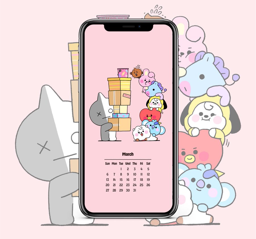 Btsキャラクターbt21のカレンダー3月の壁紙画像はどこでみれる Bts情報局love Life